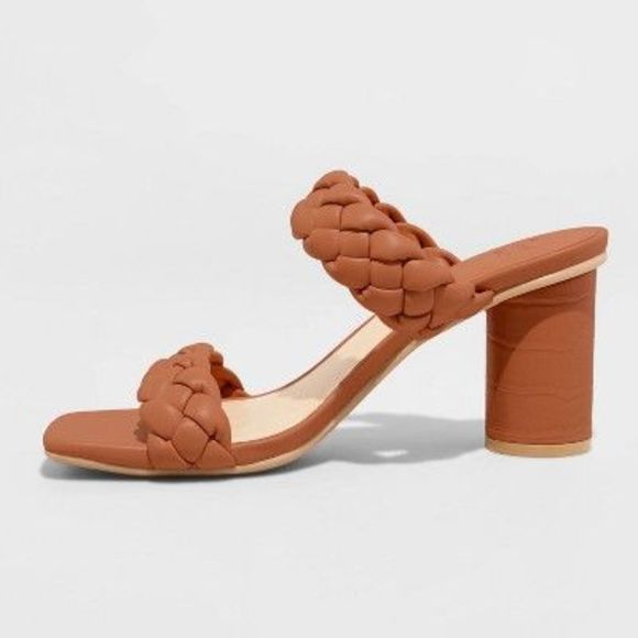 Women's Basil Mule Heels - A New Day Brown 9 - Picture 4 of 5